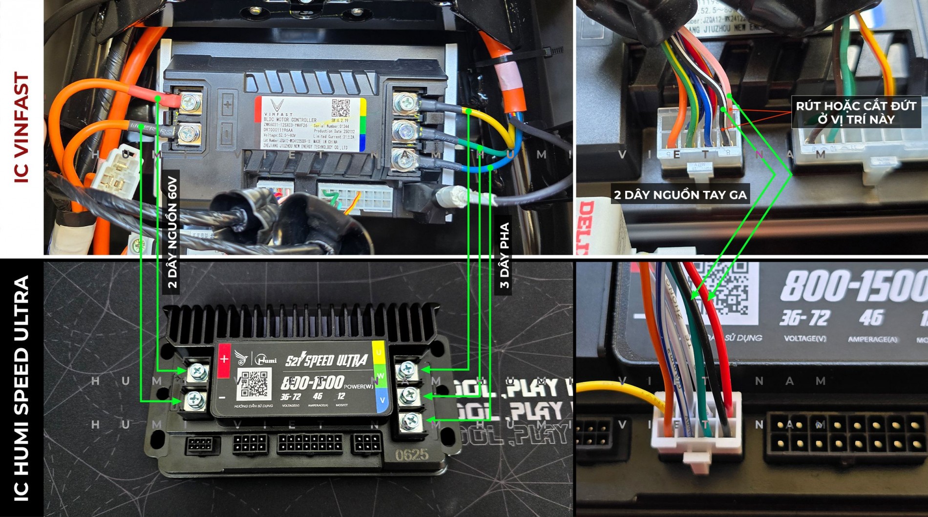 Hướng dẫn tháo và gắn dây từ IC zin VinFast sang IC Humi Speed Ultra — thao tác đúng kỹ thuật