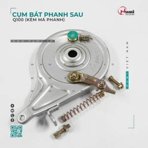 Cụm bắt phanh sau Q100 kèm má phanh | Tay phanh, má phanh, cù dầu xe điện chính hãng, dễ lắp, bền bỉ