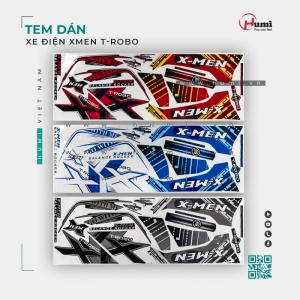 Tem Xe Điện Xmen T-Robo – Bộ 3 Màu, Dán Chuẩn, Không Bong