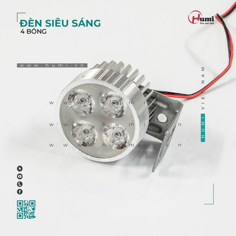 Đèn LED 4 Bóng – Siêu Sáng, Gắn Xe Điện, Vỏ Nhôm Bạc Bền Bỉ Đèn LED 4 Bóng – Siêu Sáng, Gắn Xe Điện, Vỏ Nhôm Bạc Bền Bỉ